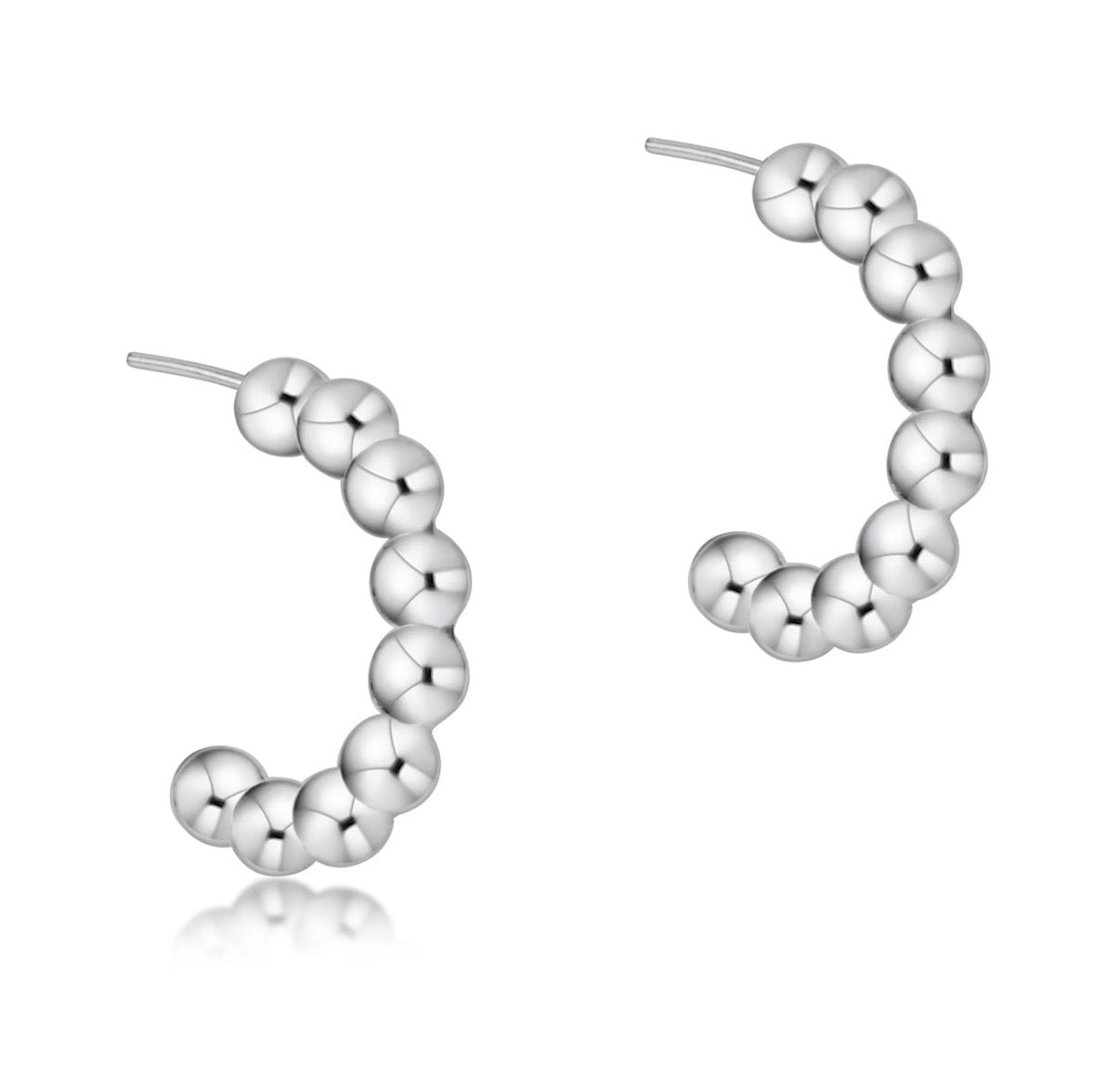beaded classic 1" post hoop - 4mm sterling