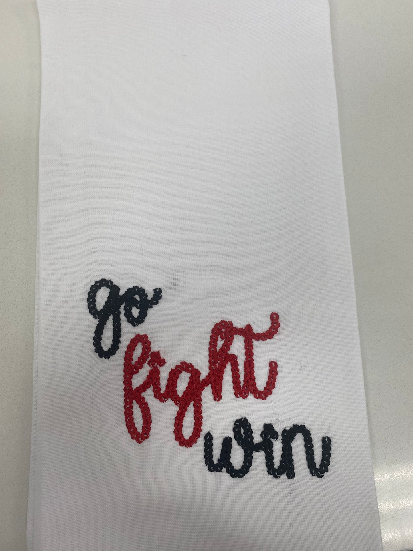 Go Fight Win Red & Black Tea Towel