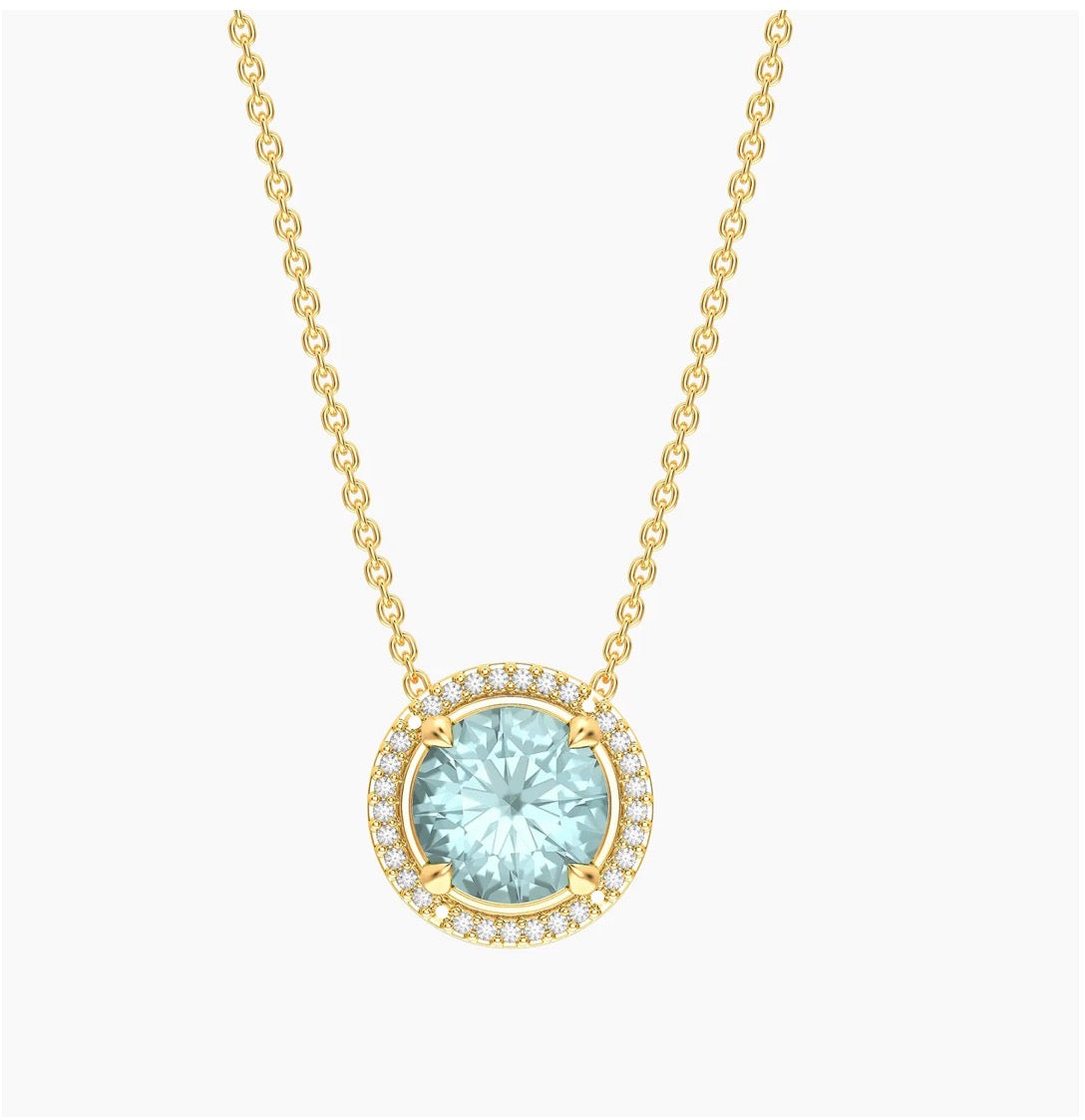 Aquamarine Birthstone Pendant Necklace (March)