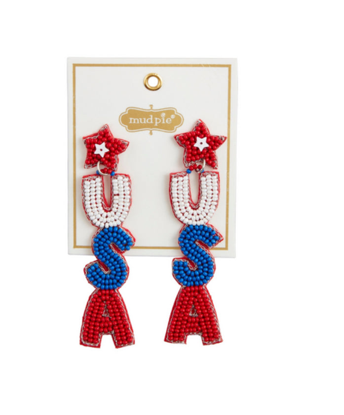 Patriotic Beaded Earrings