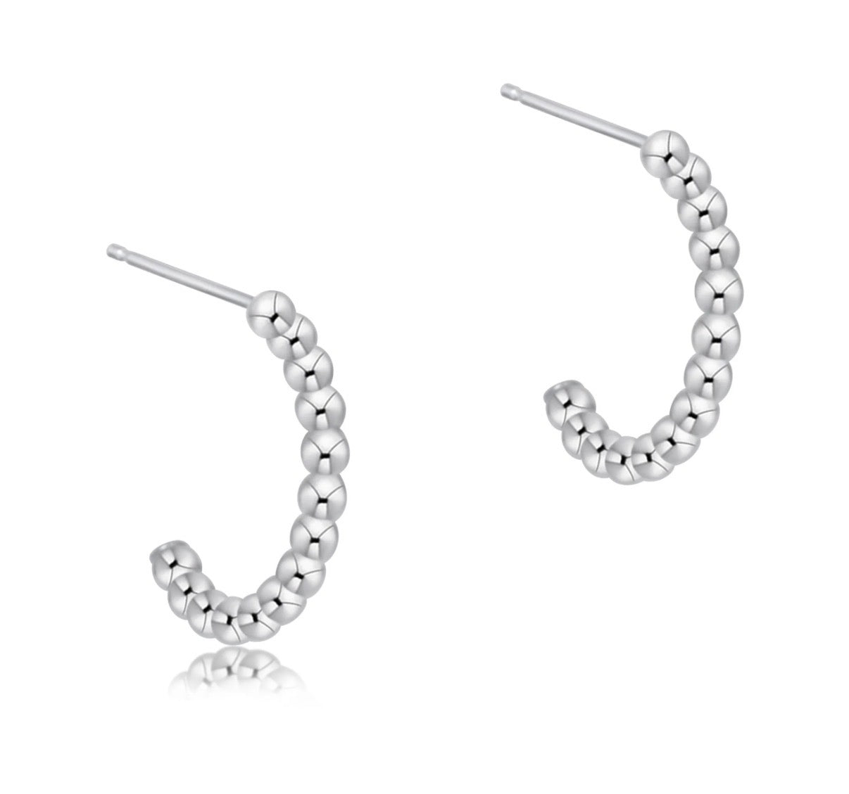 beaded classic 1" post hoop - 2mm sterling