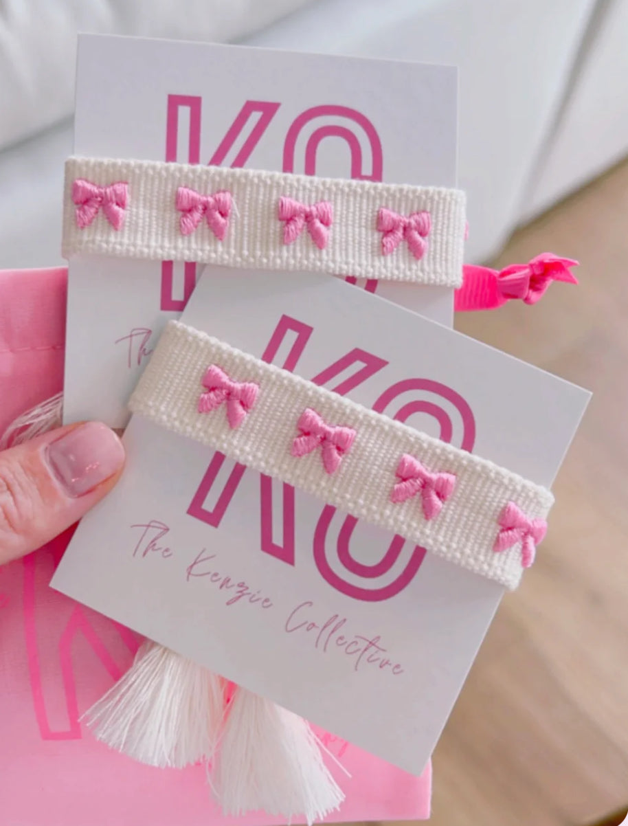 Pink Bow Tassel Bracelet