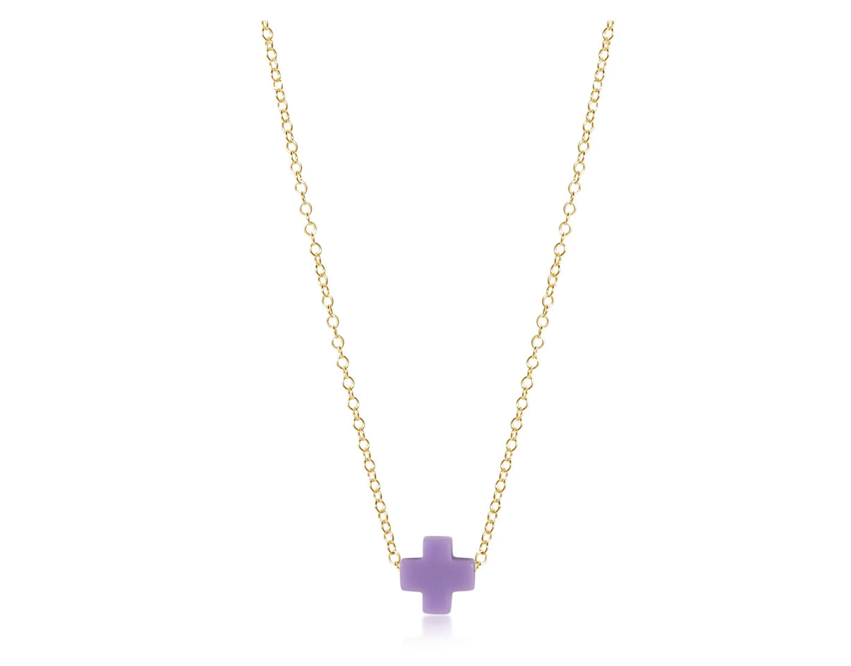 16” Necklace Gold Signature Cross- Purple
