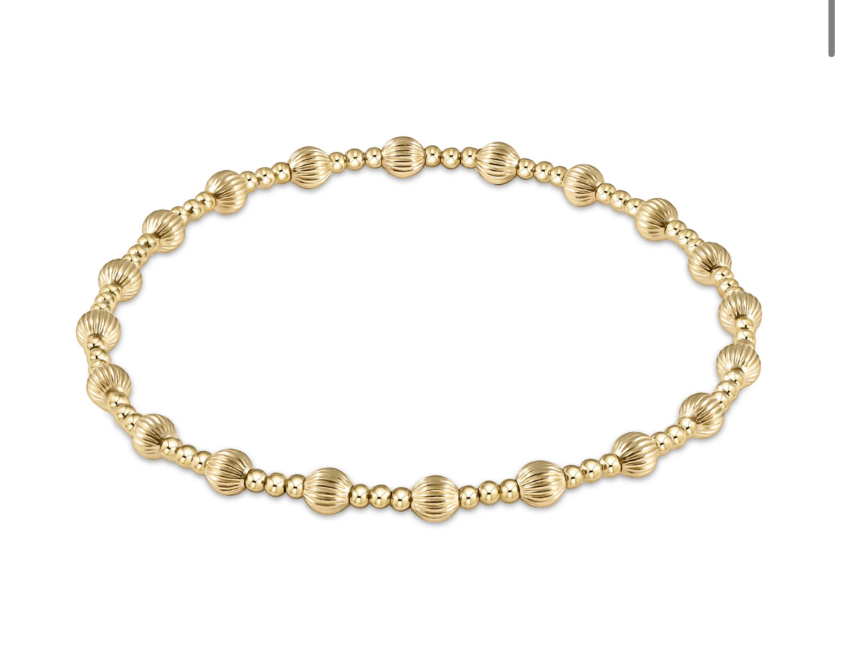 EXTENDS - DIGNITY SINCERITY PATTERN 4MM BEAD BRACELET - GOLD