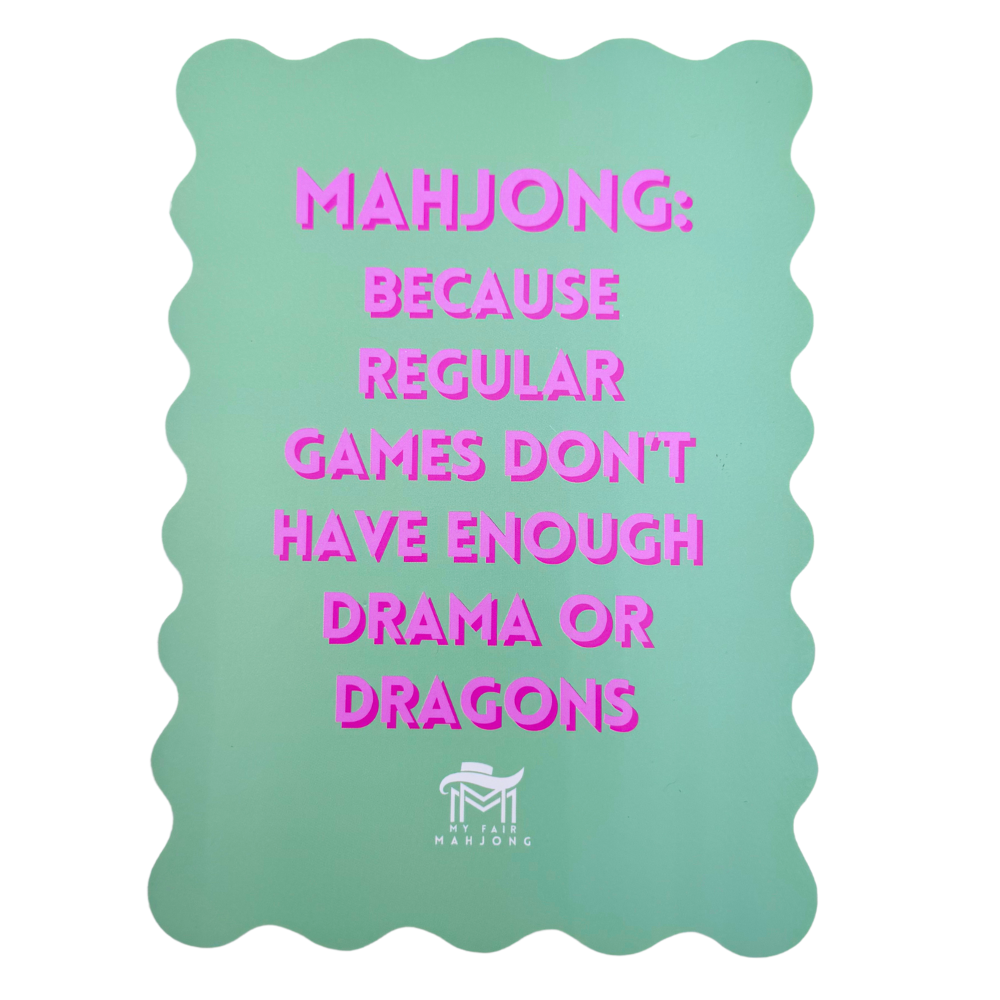 MAHJONG SHUFFLE CARD | Scalloped Edges & Bright Colors | Sized to Store with Mahjong League Cards: 09-BLUE- DONT LET FRIENDS SKIP