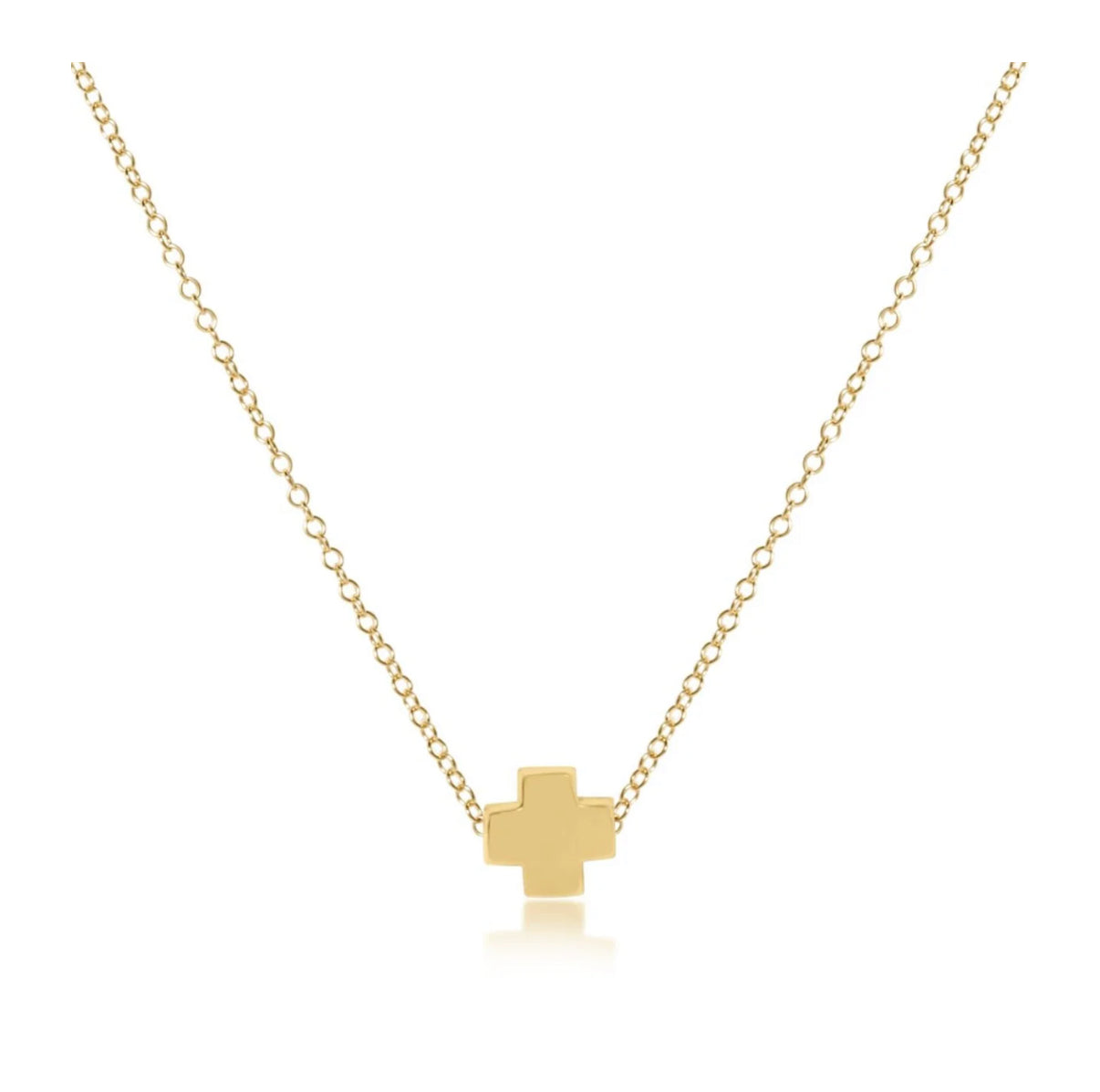 16” Necklace Gold Signature Cross- Small Gold