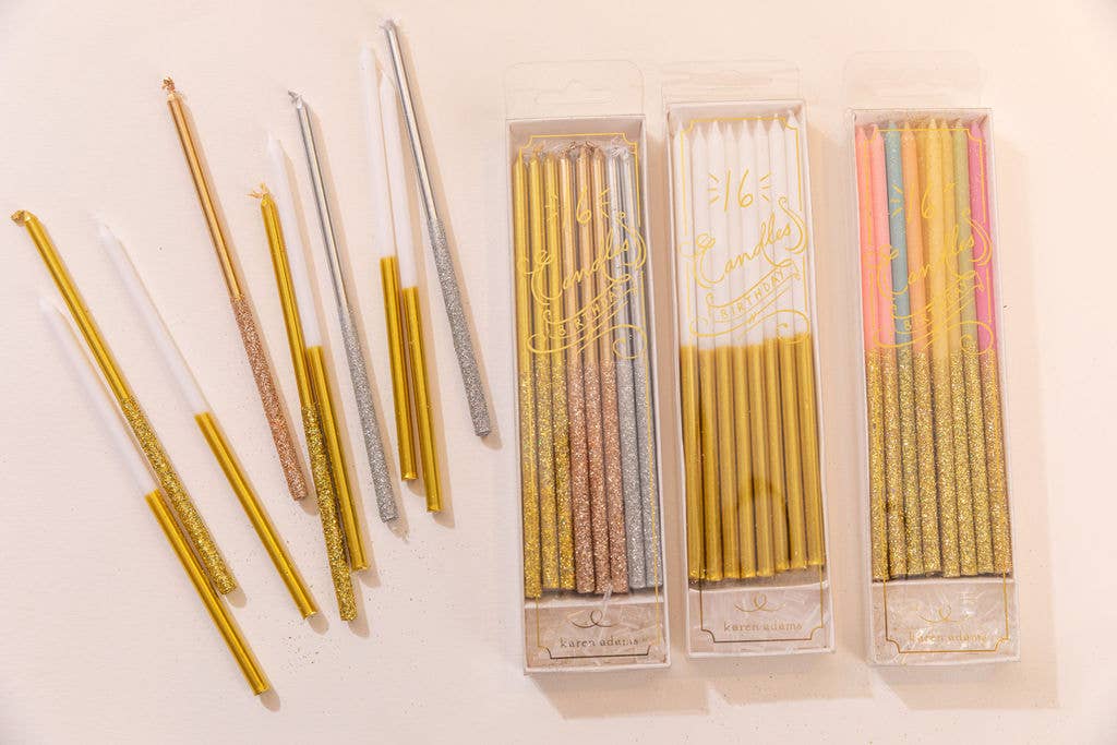 Birthday Candles: White and Gold