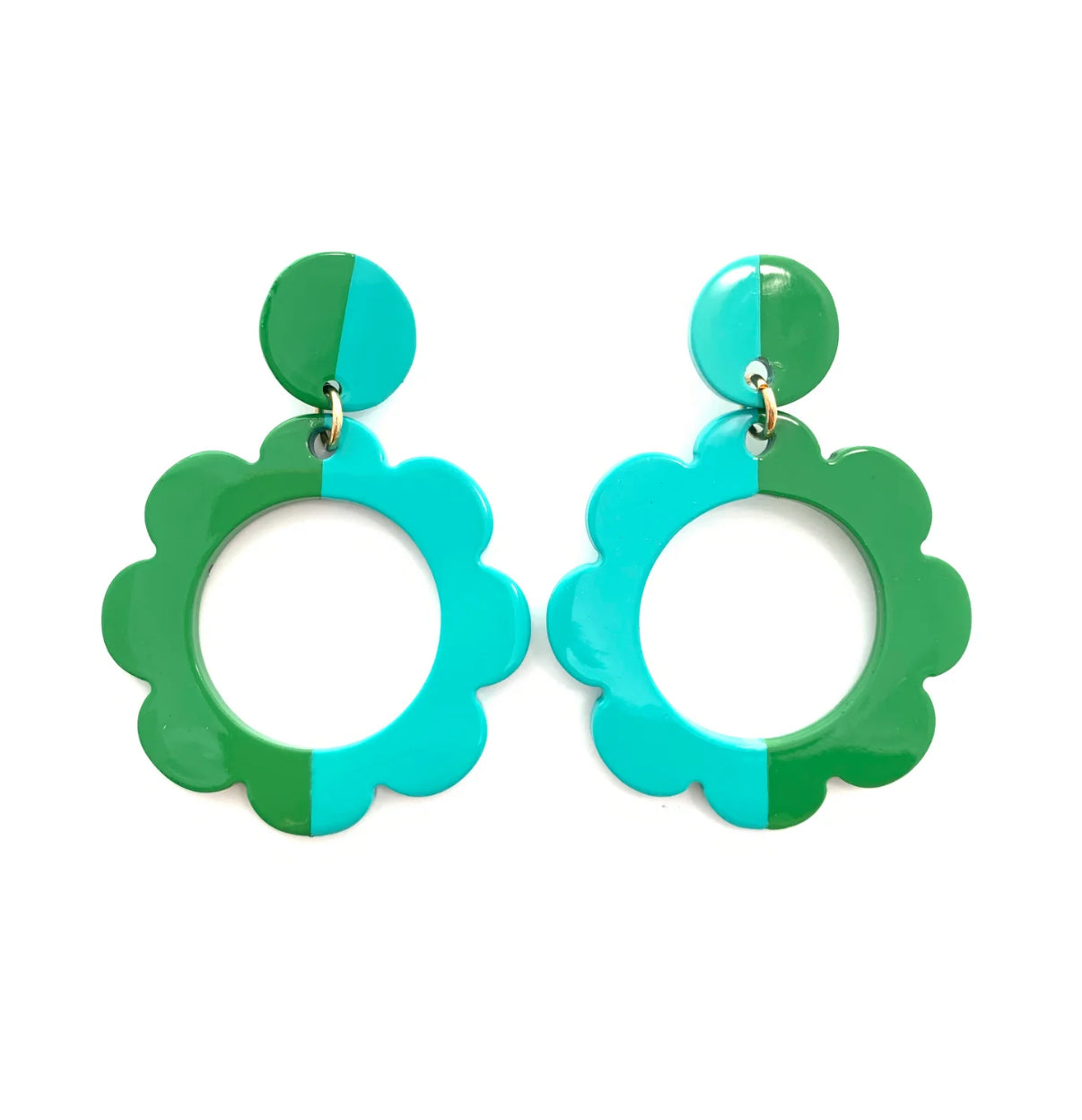 Color Block Flower- Kelli Green and Aqua