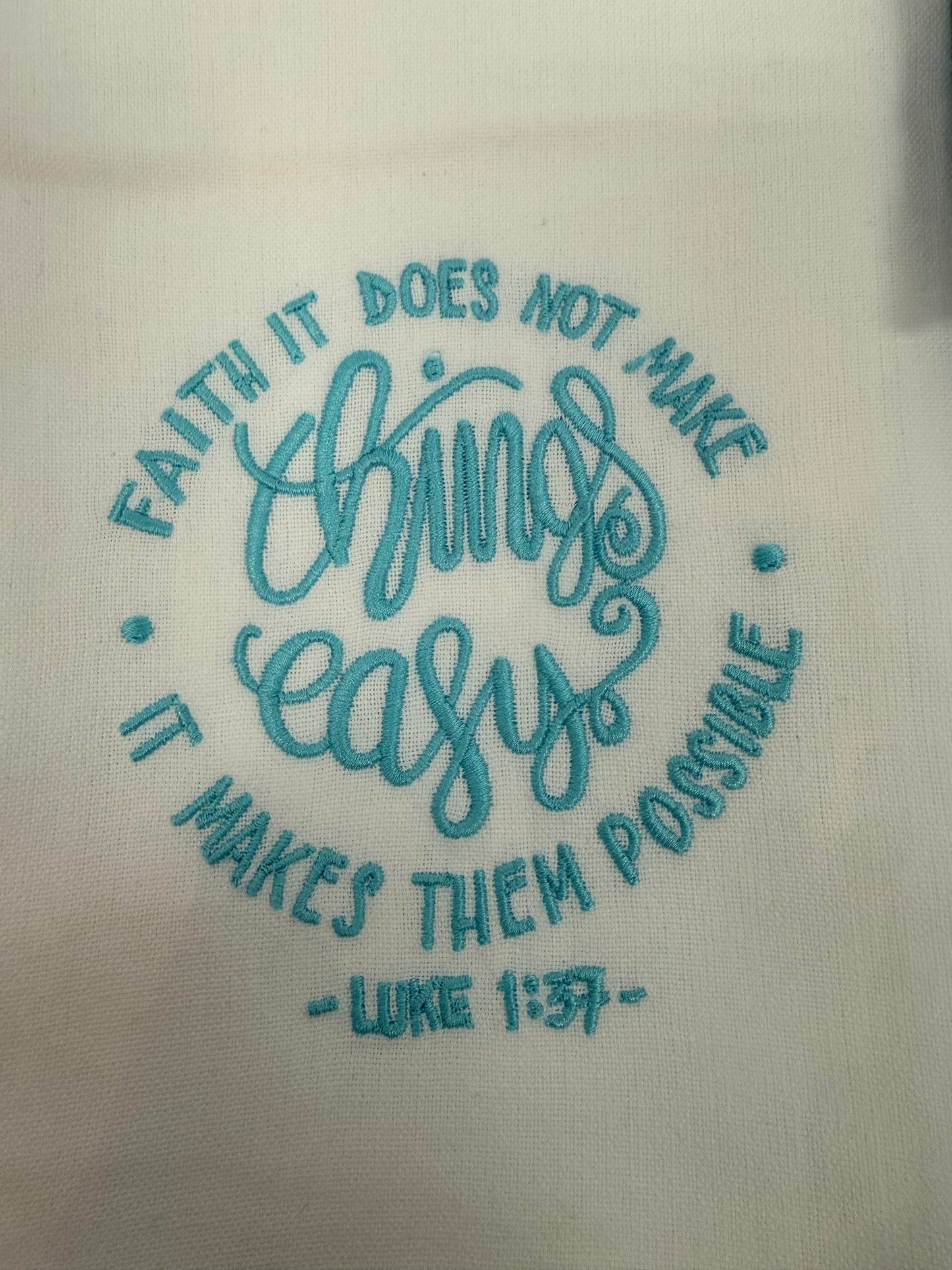 Luke 1:37 Tea Towel - Aqua