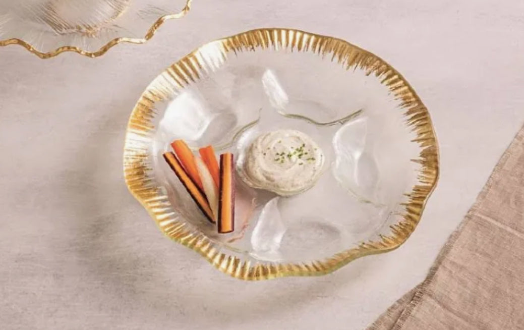 Glass and Gold Divided Dish