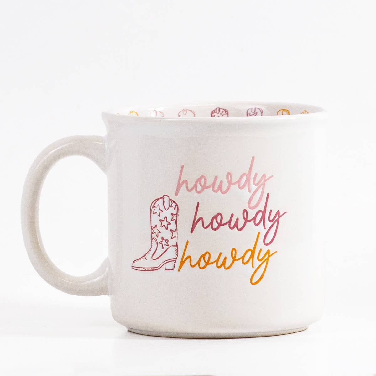 Howdy Cowgirl Coffee Mug White/Pink/Orange 14oz