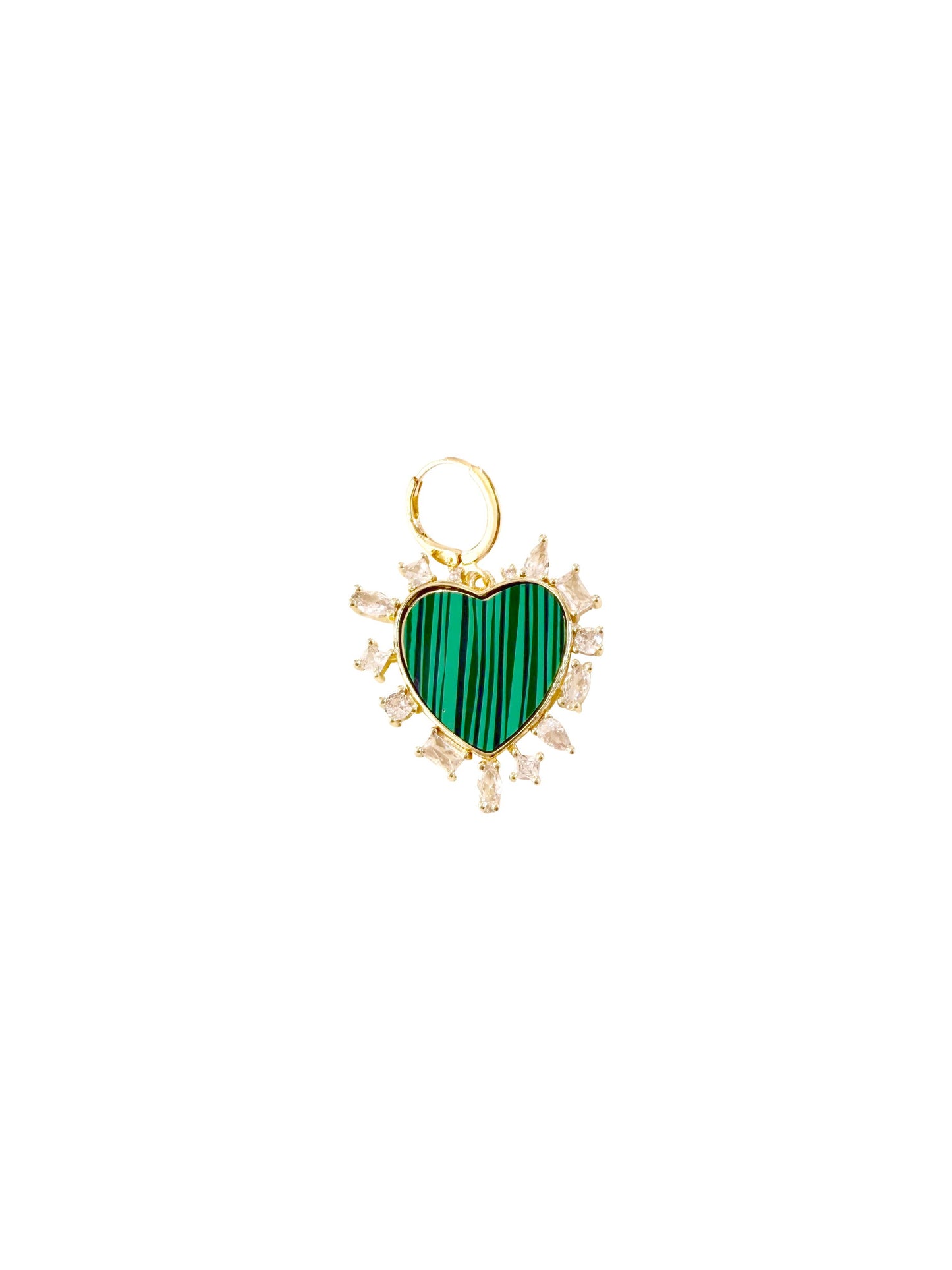 Green CZ Heart Scarf Charm - CZ Heart Green