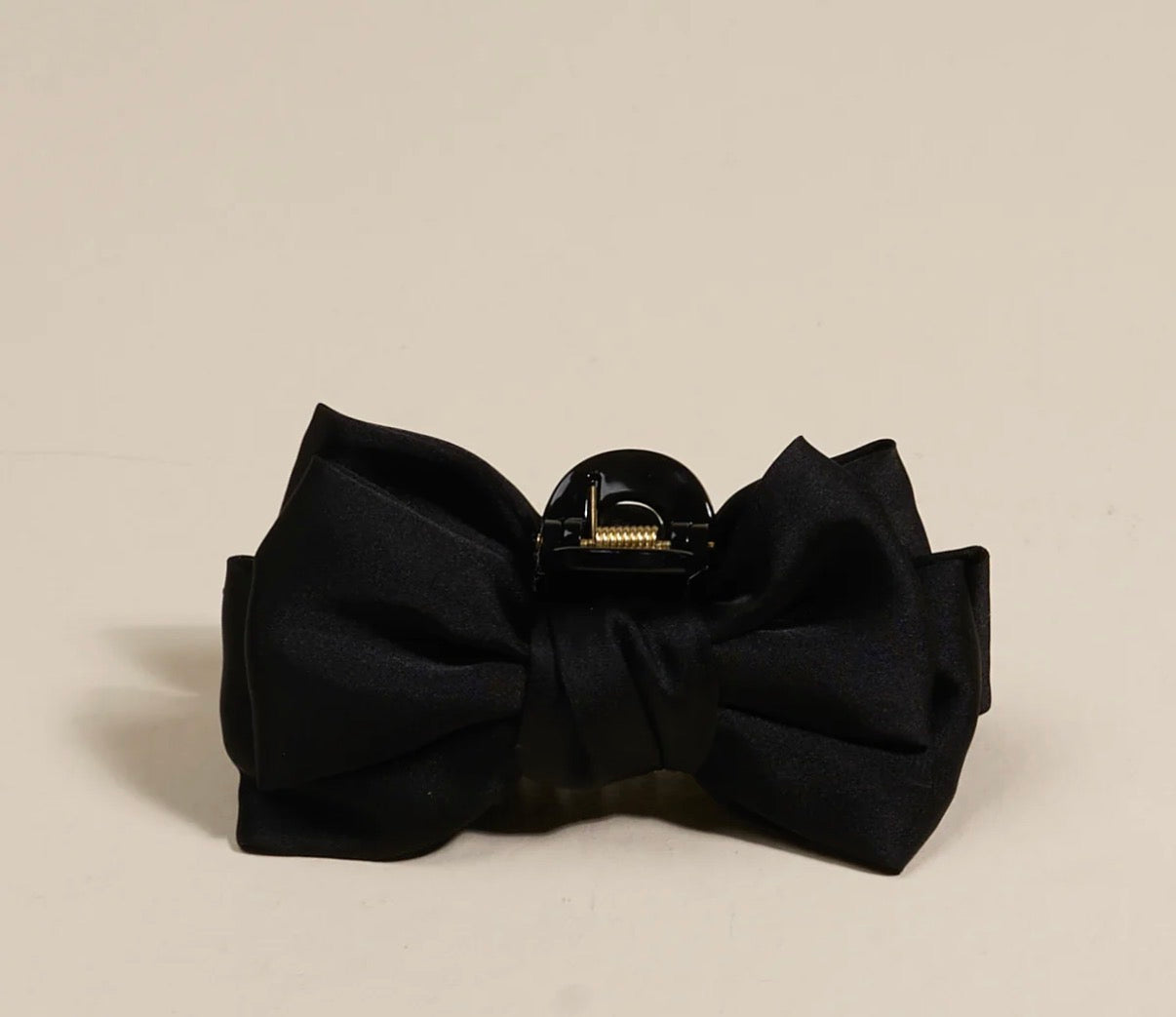 Black Mini Satin Bow Claw Clip