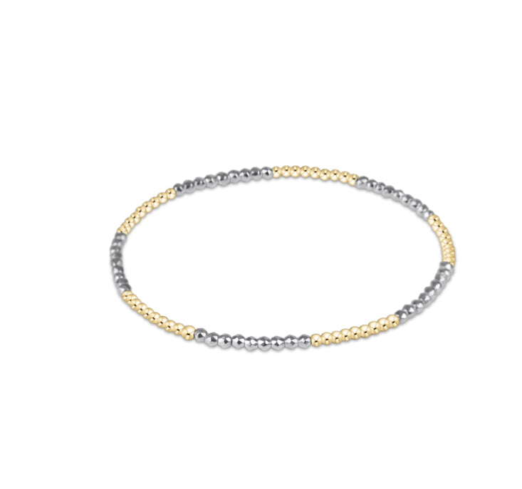 Blissful Pattern 2mm Bead Bracelet - Bright Silver Faceted Hematite