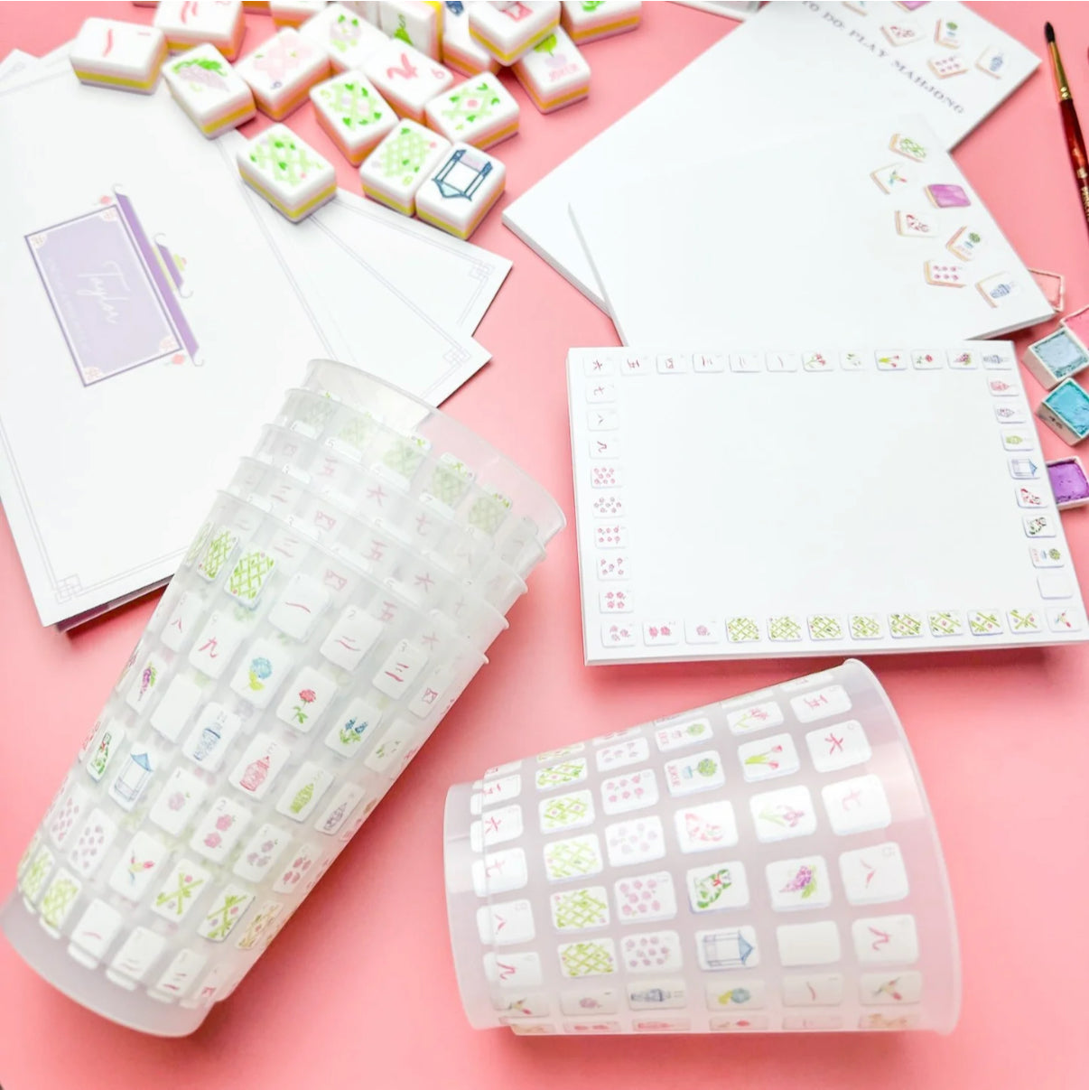 Mahjong Tile Frosted Cups