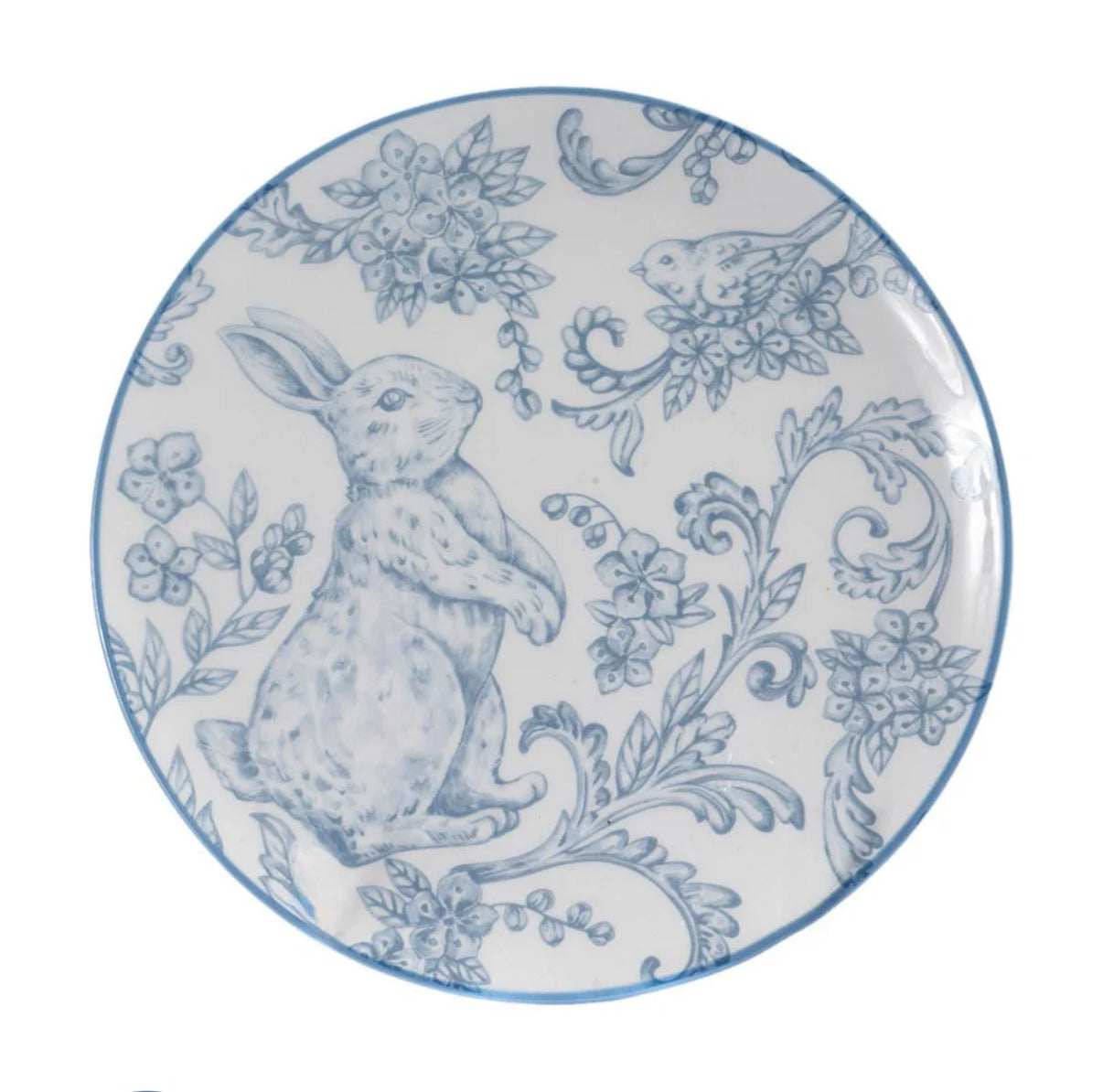 Blue and White Bunny Plates