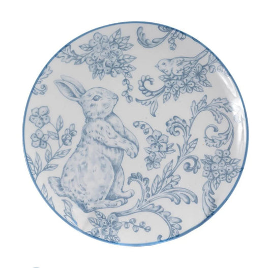 Blue and White Bunny Plates