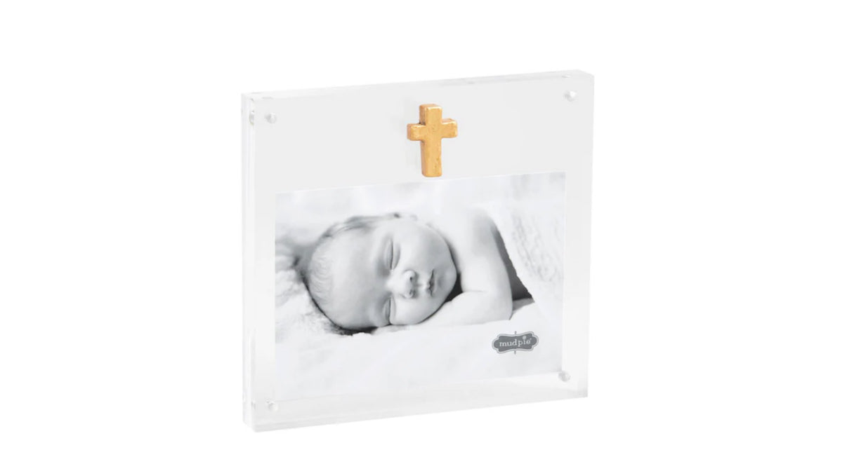 Clear Acrylic Frame with Gold Cross