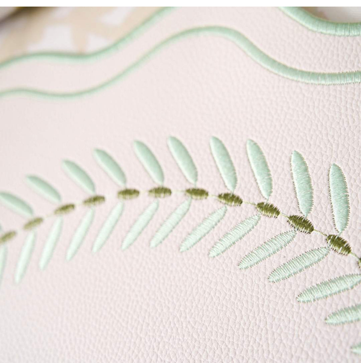 Scalloped Embroidered Feather Placemats - Seaglass (Set of 4)