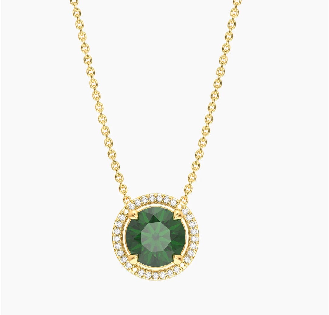 Emerald Birthstone Pendant Necklace (May)