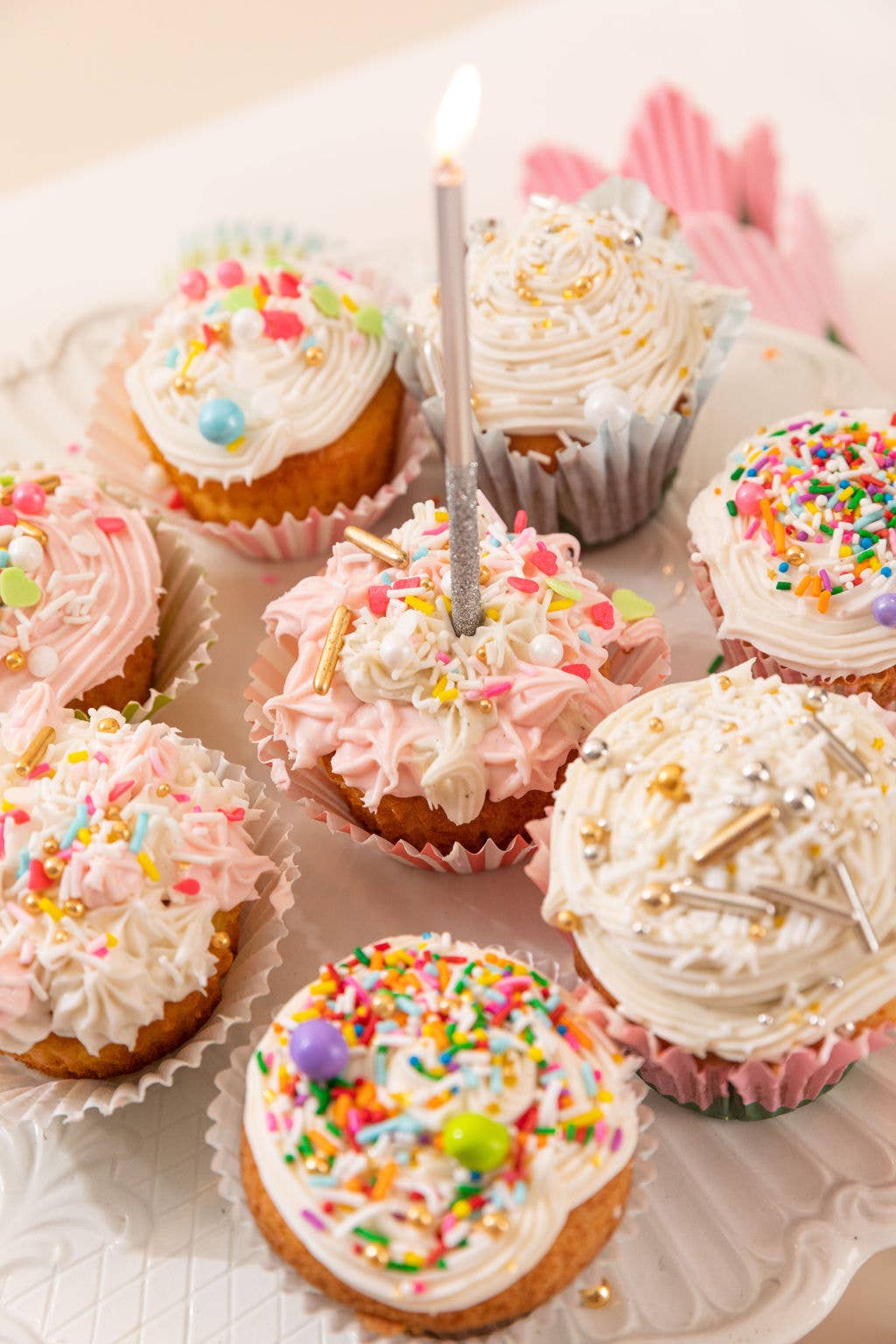 Birthday Candles: White and Gold