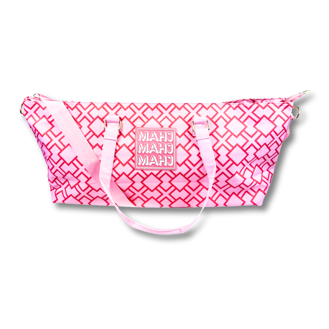 Premium Mahjong Tote Bag | Zipper, Perfect Width and Height | Carry All your Mah Jongg Accessories: Stripes- Pink & Red Tote Bag