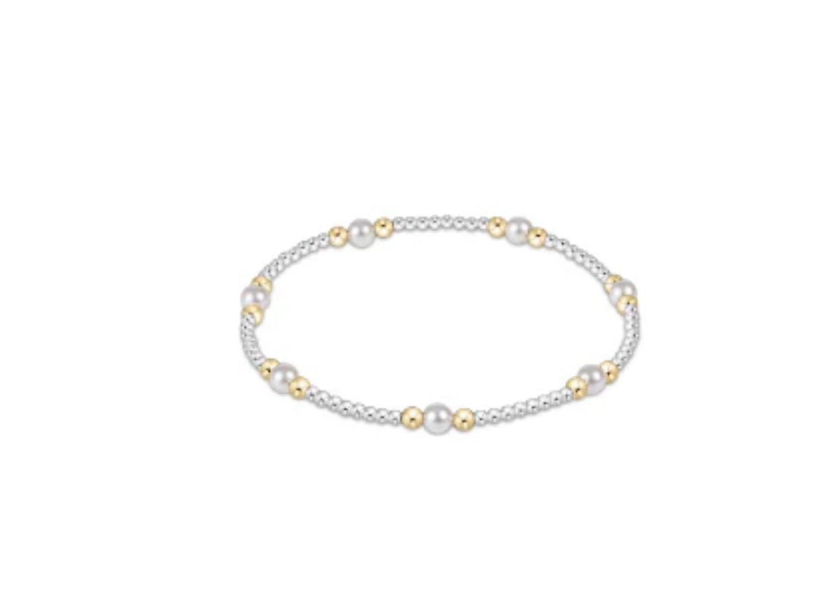 Purpose 4mm Pearl Bead Bracelet- Mixed Metal
