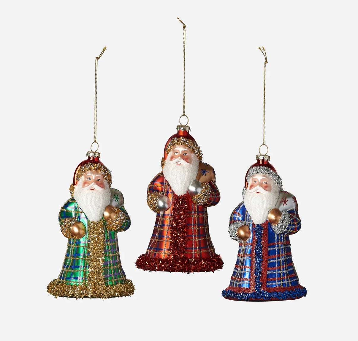 Plaid Santa Ornament