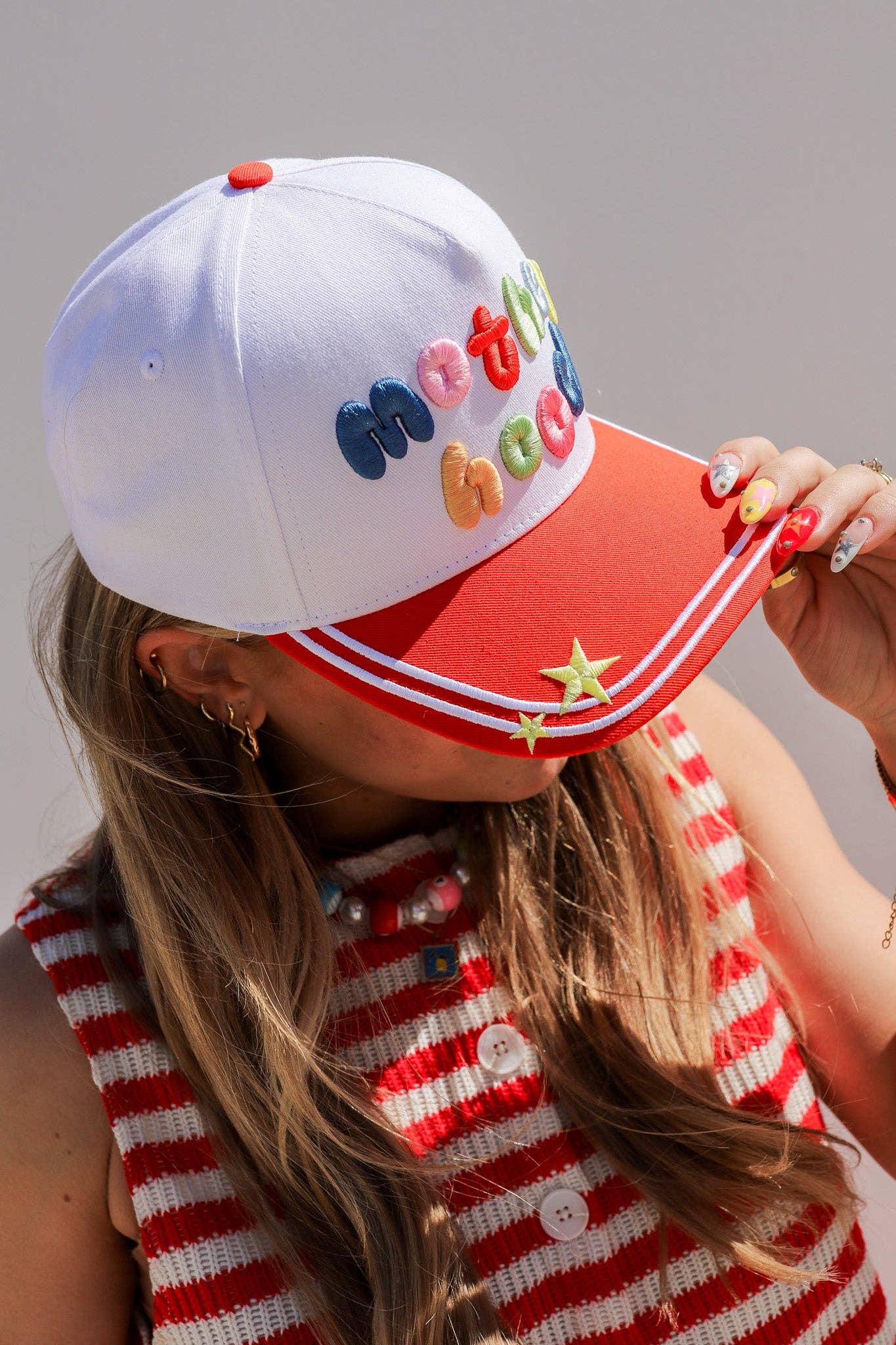 MOTHERHOOD TRUCKER HATS (2 COLORS): RED & COLORFUL
