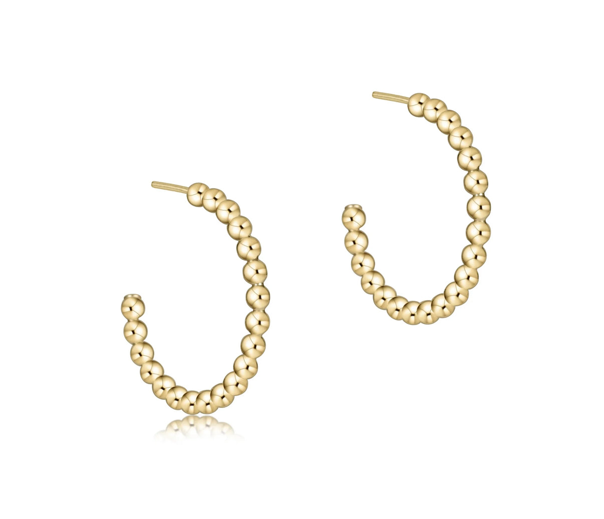 Beaded Classic 1” Post Hoop- 2mm Gold