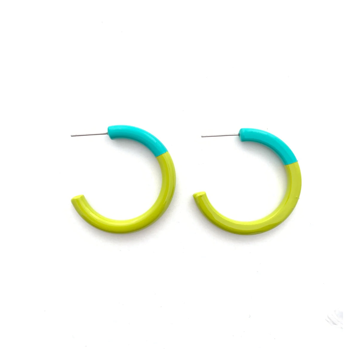 Color Block Medium Hoop- Lime and Aqua
