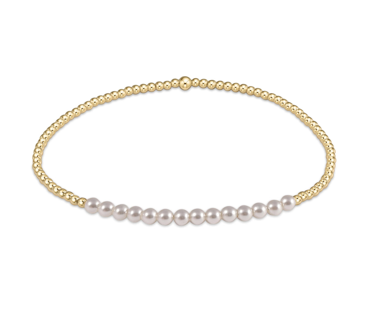 Gold Bliss 2mm Bead Bracelet- Pearl