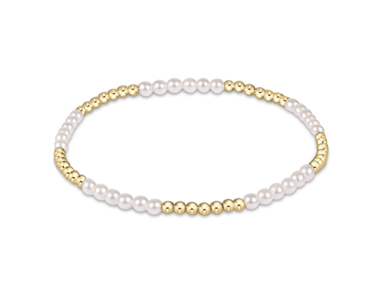 Classic Blissful Pattern 2.5mm Bead Bracelet- 3mm Pearl