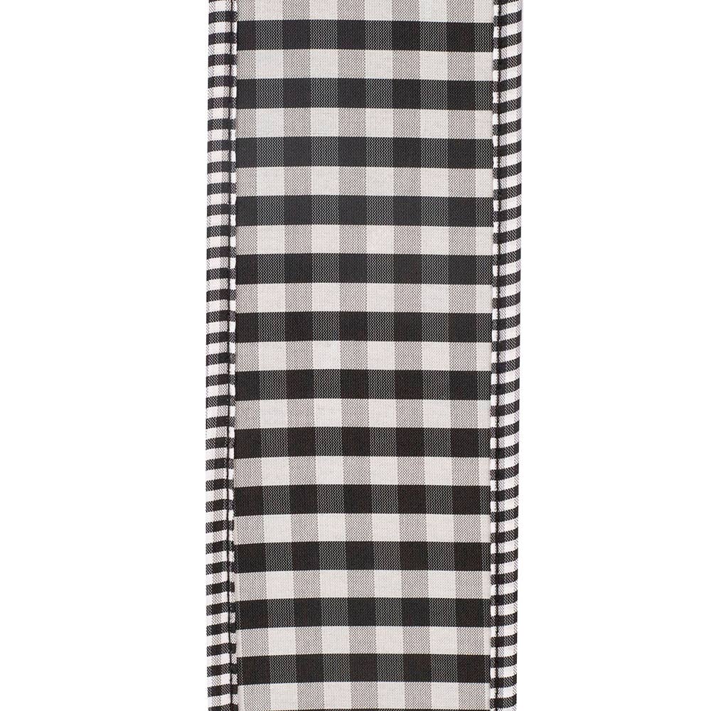 Velvet Plush Gingham Backed, Black, 2-1/2 In, 5 Yards