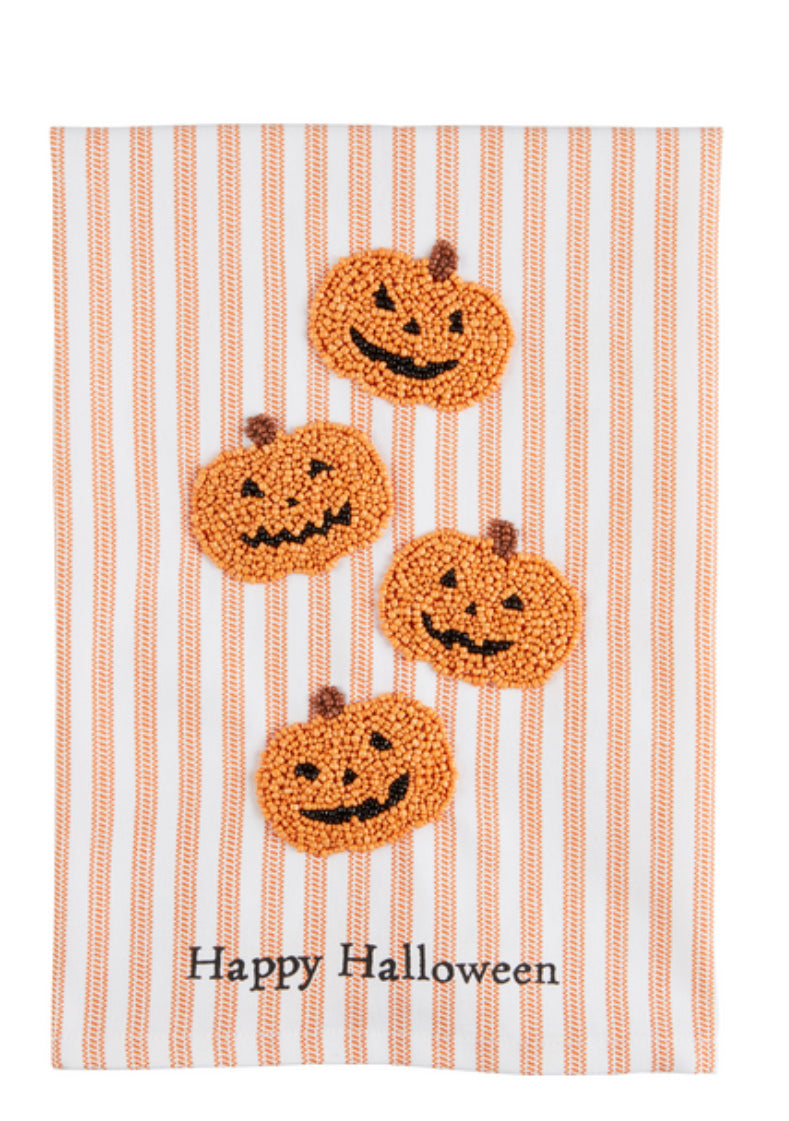 Jack O Lantern Beaded Towel