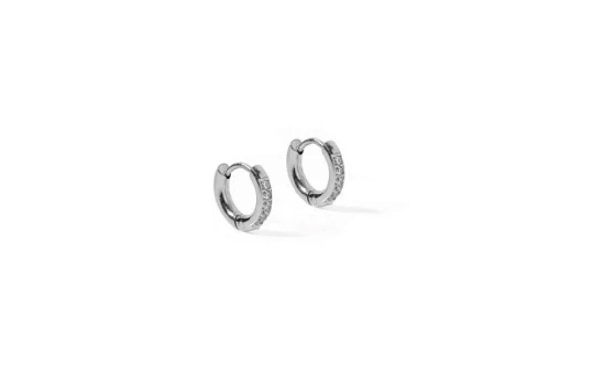 Huggie Earrings - Scarlett Hoop Silver 8mm CZ