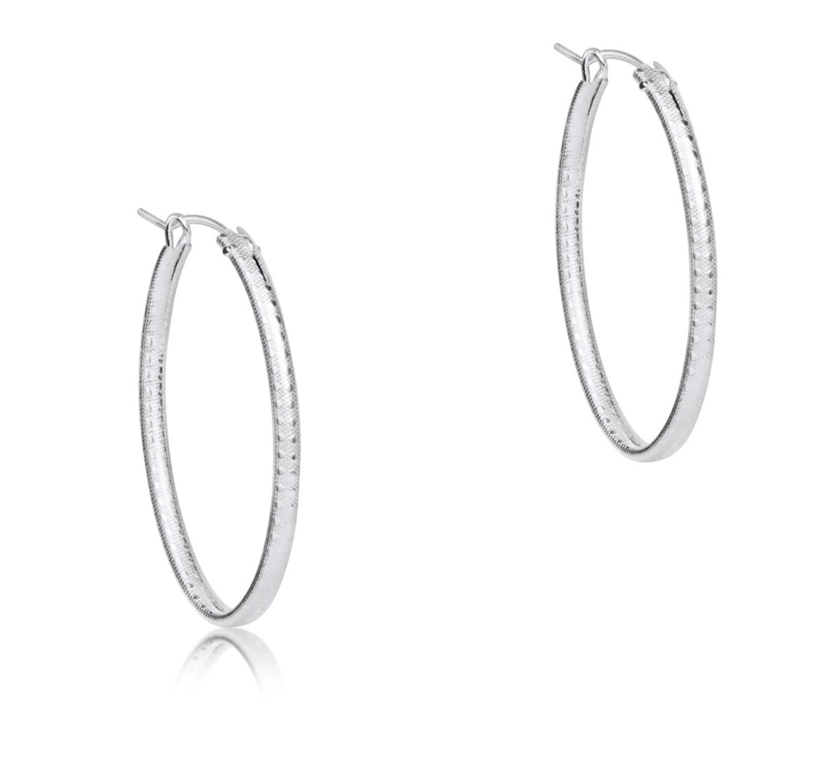 oval sterling 1" hoop- textured