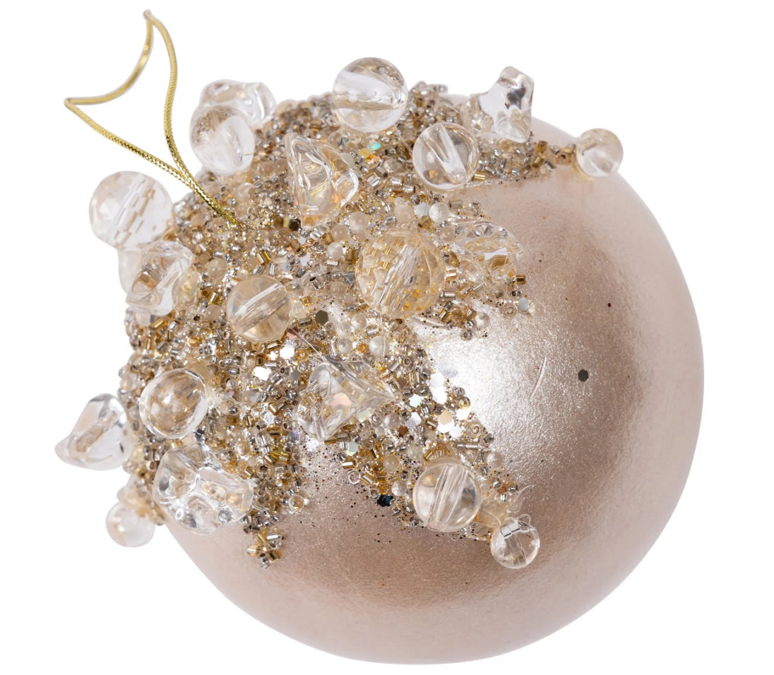 Crystal Bejeweled Ornament- Pearl