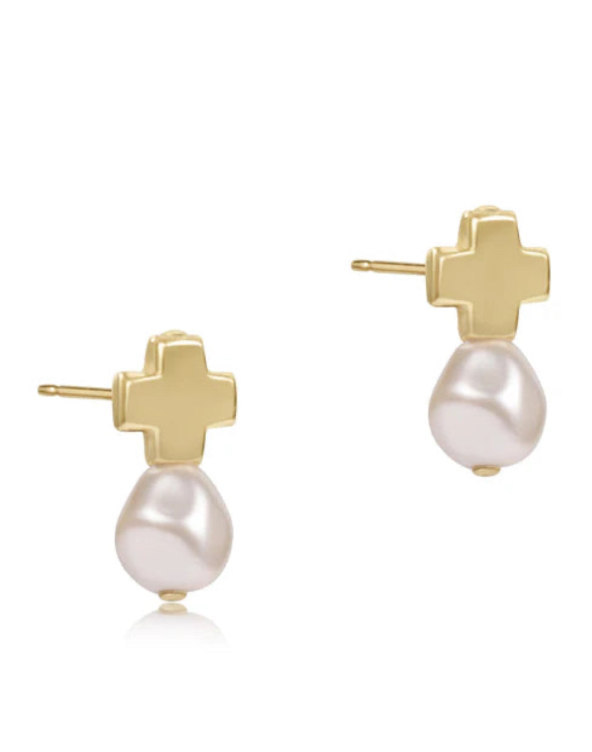 Signature Cross Gold Stud - Pearl