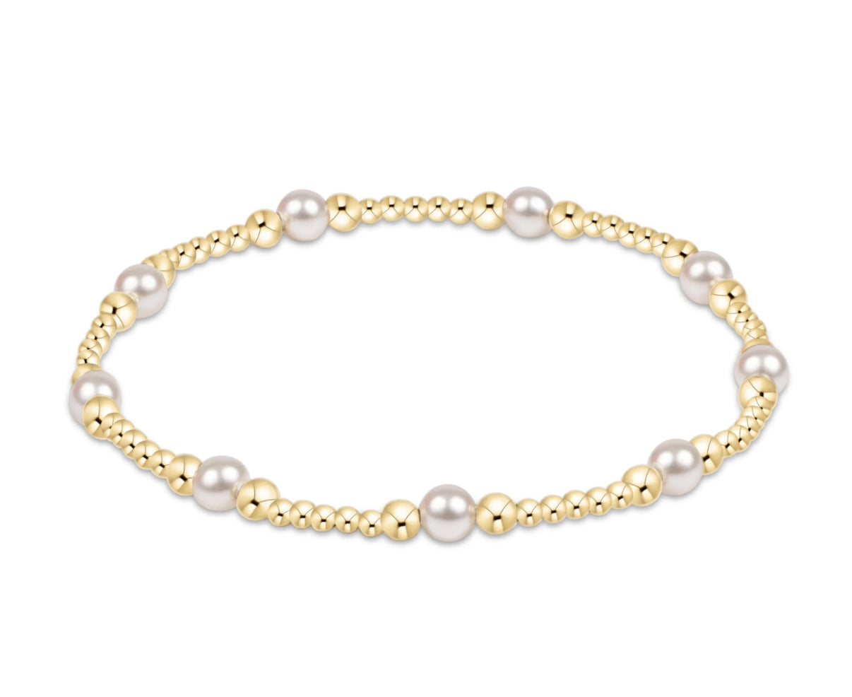 Classic Purpose Pattern 4mm Bead Bracelet- Pearl