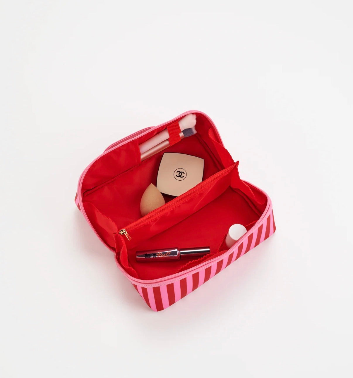 Holly Stripe Zip Pouch- Pink
