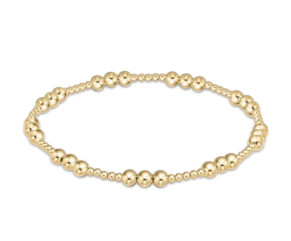 Classic Joy Pattern 4mm Bead Bracelet- Gold