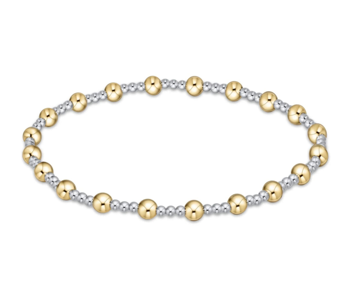 Classic Sincerity Pattern 4mm Bead Bracelet - Mixed Metal