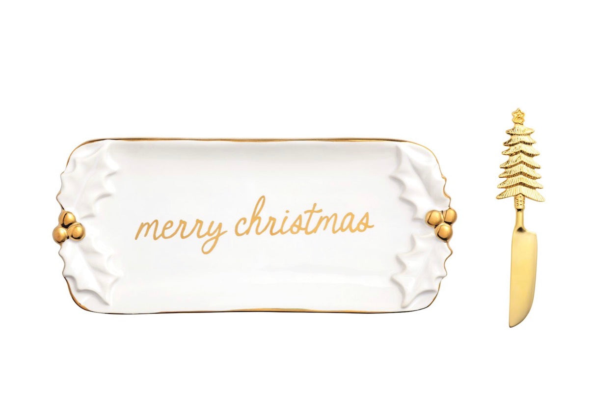 Gold Holly Butter Dish