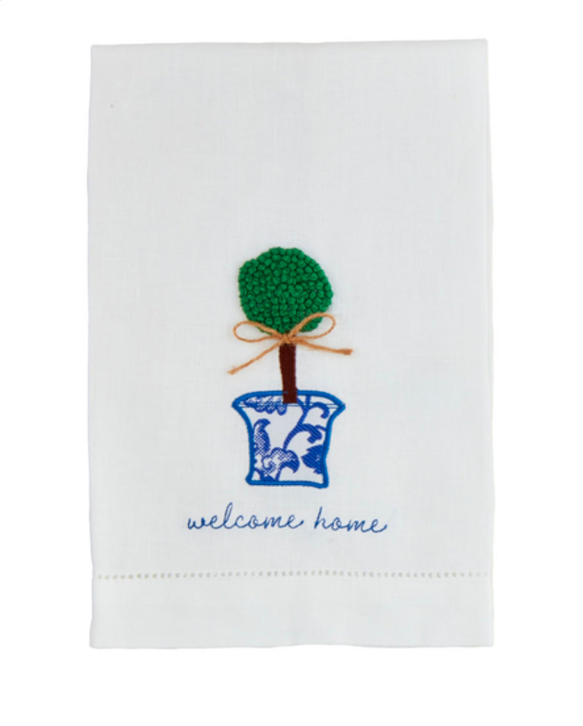 Welcome Boxwood Tea Towel