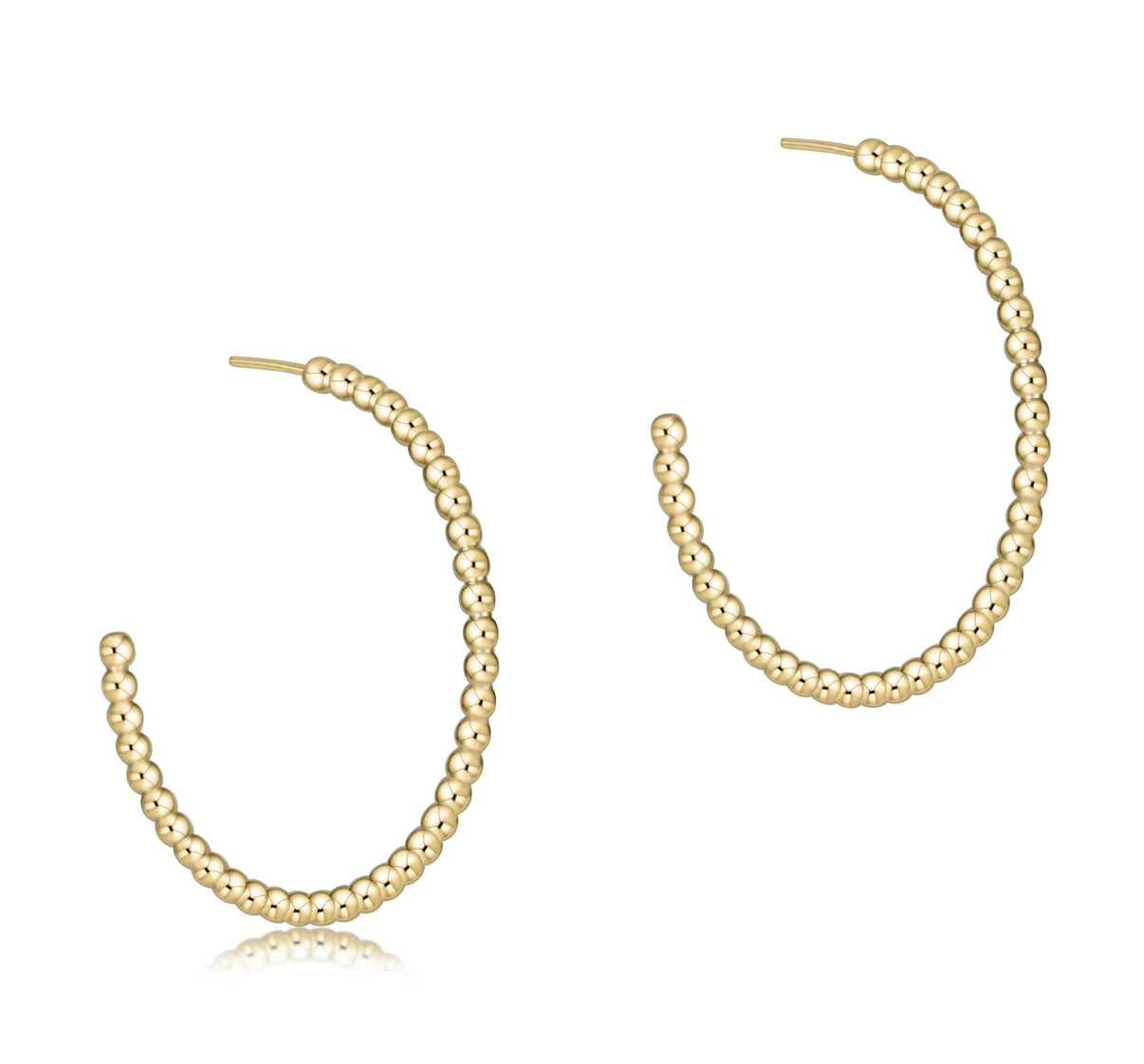 Beaded Classic 1.25” Post Hoop- 2mm Gold