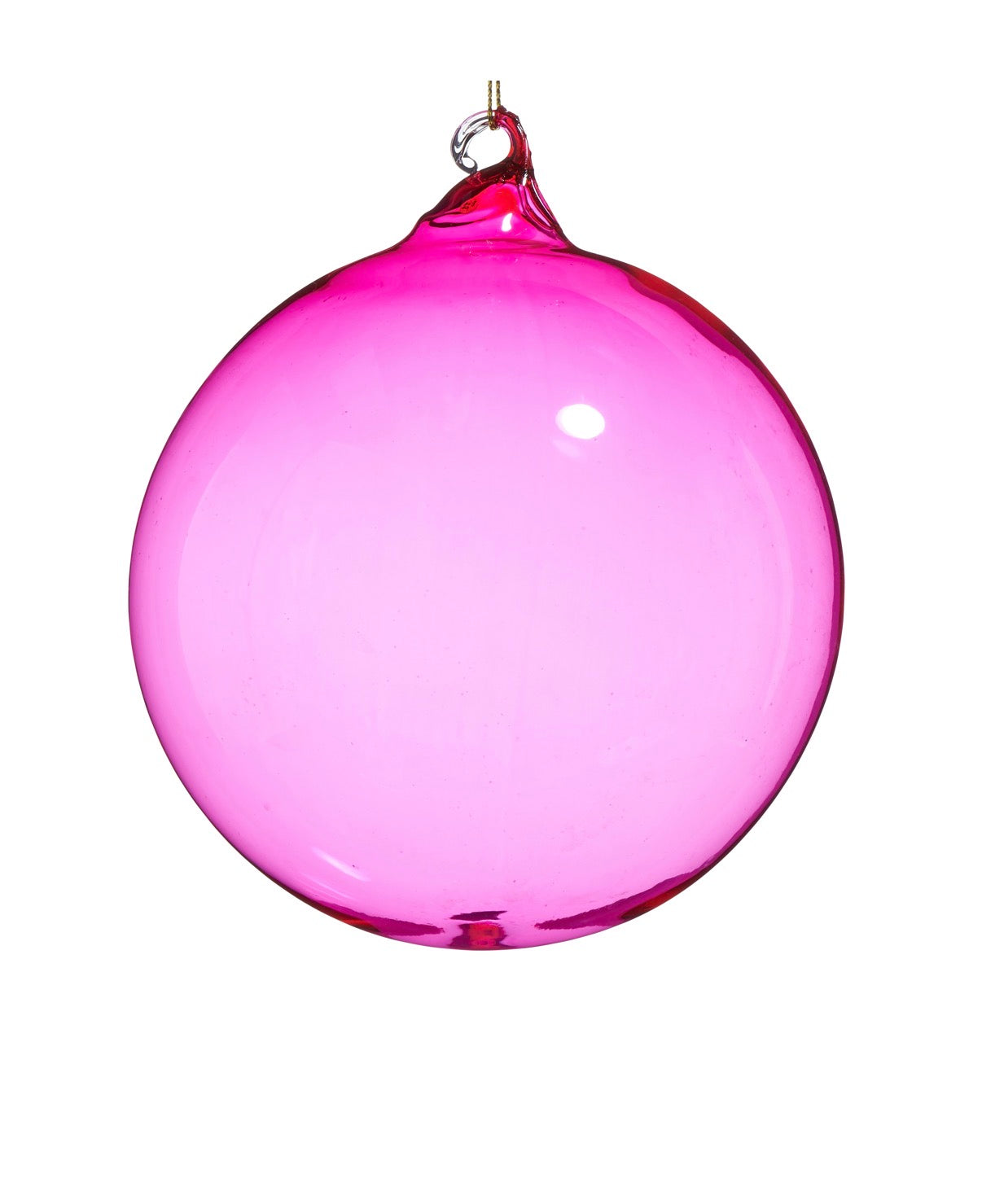 Pink Sheer Blown Glass Ball Ornament