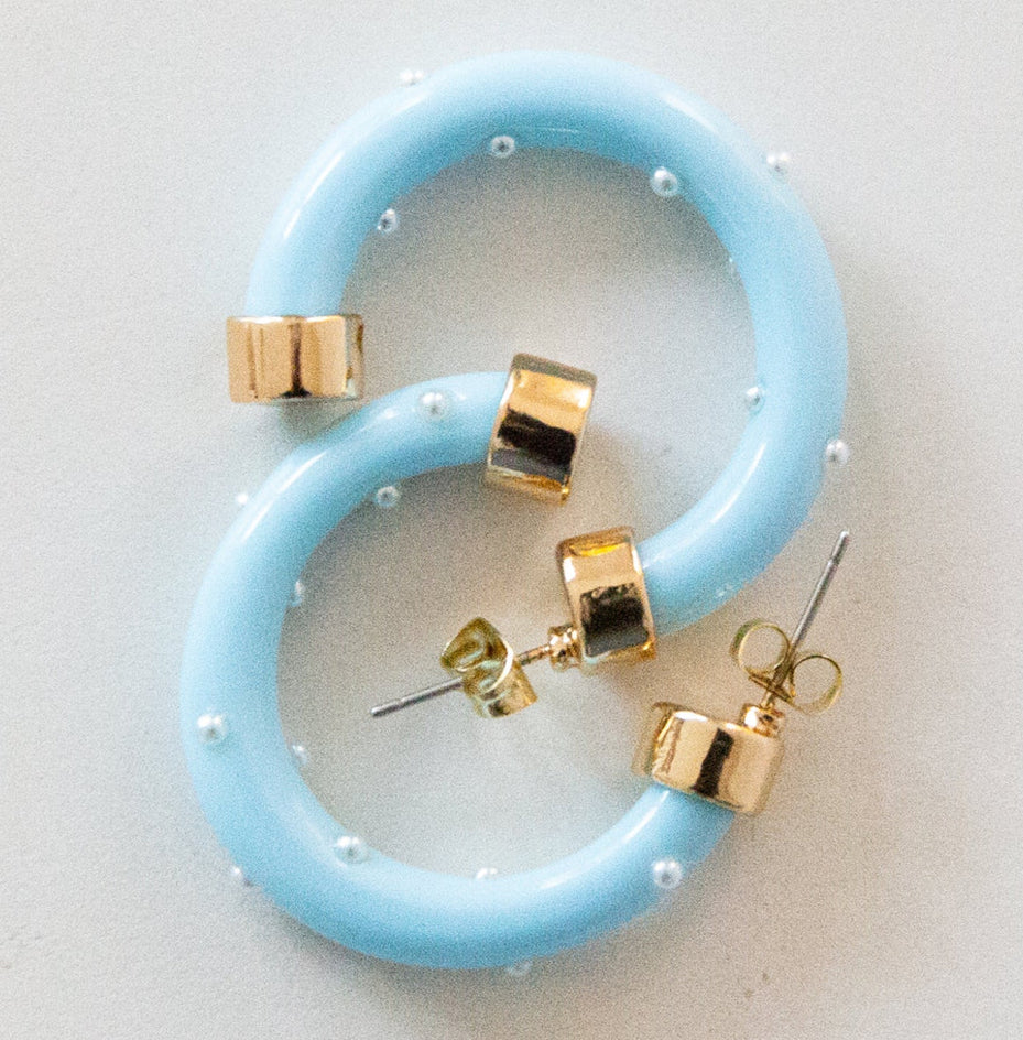 Surf Mini Hoop with Pearls