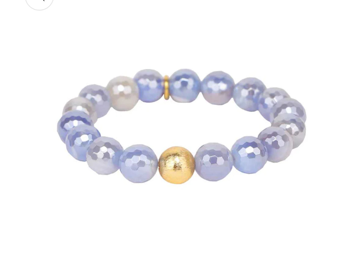 Melange Beaded Bracelet- Aquamarine