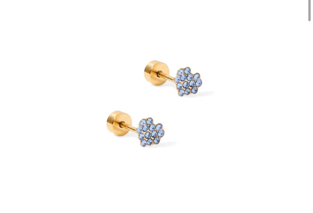Screwback Stud Earrings - Leo Blue